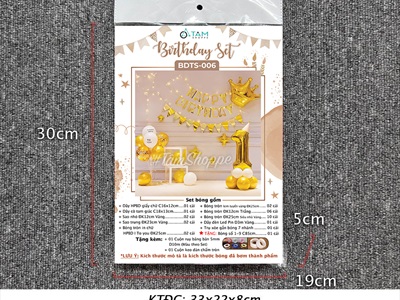 Set bóng sinh nhật Hoàng gia tông Vàng - Trắng (Số theo tuổi) SSN-BDTS-006