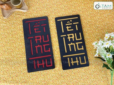 Bộ chữ Trung thu cách điệu 2 lớp chữ nhật đứng [30x15cm - 2 lớp] CHU-GO-14