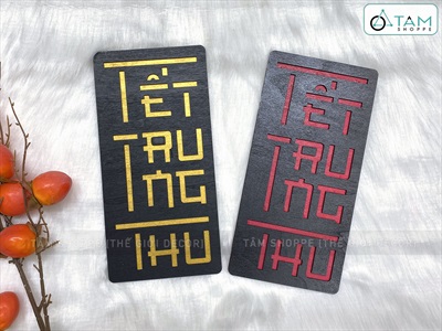 Bộ chữ Trung thu cách điệu 2 lớp chữ nhật đứng [30x15cm - 2 lớp] CHU-GO-14