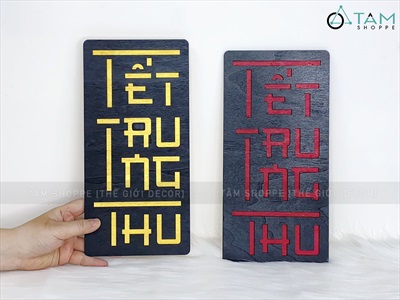 Bộ chữ Trung thu cách điệu 2 lớp chữ nhật đứng [30x15cm - 2 lớp] CHU-GO-14