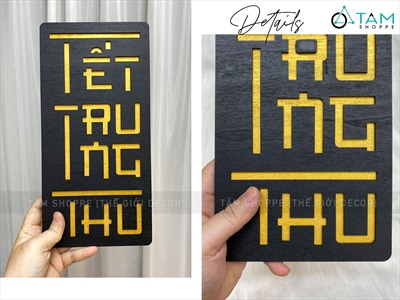 Bộ chữ Trung thu cách điệu 2 lớp chữ nhật đứng [30x15cm - 2 lớp] CHU-GO-14