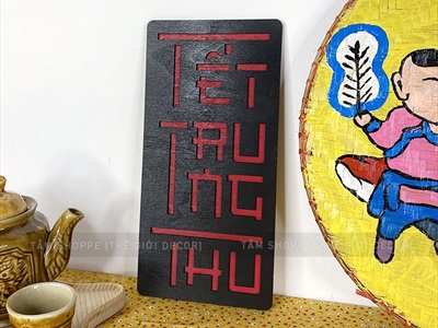 Bộ chữ Trung thu cách điệu 2 lớp chữ nhật đứng [30x15cm - 2 lớp] CHU-GO-14