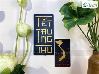 Bộ chữ Trung thu cách điệu 2 lớp chữ nhật đứng [30x15cm - 2 lớp] CHU-GO-14