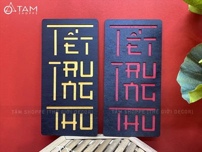 Bộ chữ Trung thu cách điệu 2 lớp chữ nhật đứng [30x15cm - 2 lớp] CHU-GO-14
