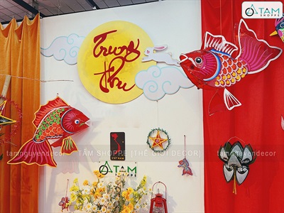 Bộ chữ Trung thu thư pháp bằng gỗ dán tường cao 20cm [Mỏng nhẹ - Sắc nét] CHU-GO-13
