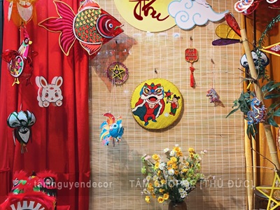 Bộ chữ Trung thu thư pháp bằng gỗ dán tường cao 20cm [Mỏng nhẹ - Sắc nét] CHU-GO-13