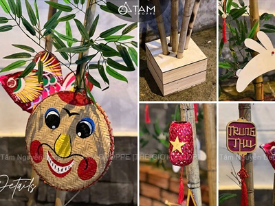 Bụi tre Trung thu với lồng đèn và mẹt vẽ dân gian [2024 - Bởi Tâm Nguyễn Decor] CC-TRUNGTHU-2403