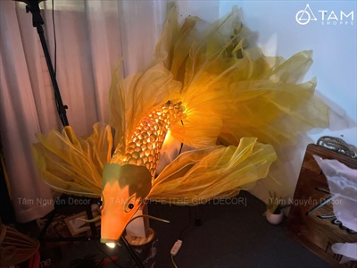 Mô hình cá chép decor đuôi kiếm thân sắt [Có đèn Led - Dáng thon] TCV-CA-05