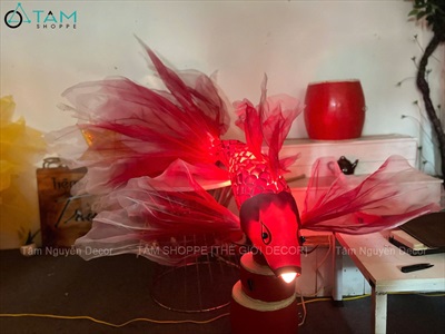 Mô hình cá chép decor đuôi kiếm thân sắt [Có đèn Led - Dáng thon] TCV-CA-05