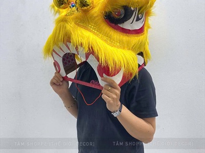 Đầu lân cỡ trung có đèn Led cho bé [Kèm pin - Đuôi/ Trống lẻ] DAULAN-03