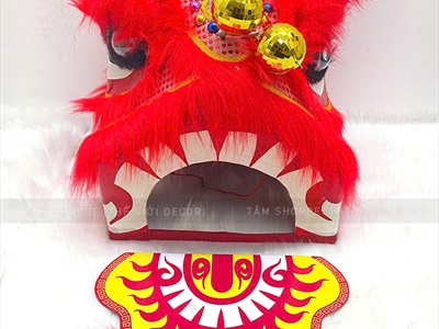 Đầu lân cỡ trung có đèn Led cho bé [Kèm pin - Đuôi/ Trống lẻ] DAULAN-03