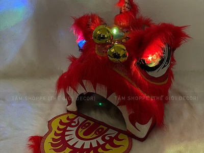 Đầu lân cỡ trung có đèn Led cho bé [Kèm pin - Đuôi/ Trống lẻ] DAULAN-03