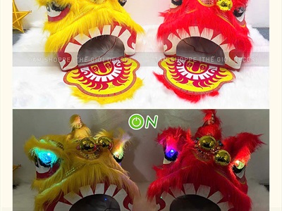 Đầu lân cỡ trung có đèn Led cho bé [Kèm pin - Đuôi/ Trống lẻ] DAULAN-03
