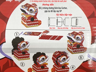 Đầu lân giấy carton đồ chơi cho bé [DIY Tự lắp ráp - Dày dặn] DAULAN-02