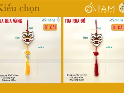 Dây treo lân gỗ nhiều lớp tua rua ngọc [Hiệu ứng 3D/ Độc đáo] DAYTREO-001