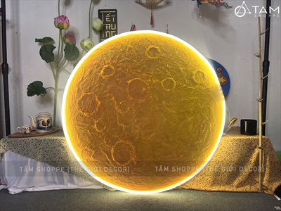 [ORDER 3-5 NGÀY] Đèn mặt trăng phẳng vân nổi 2D decor nhiều cỡ [Dạng treo - Sáng đẹp] DENTRANG-02