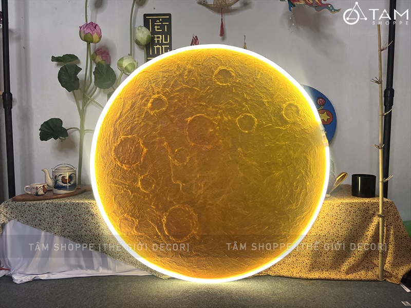 [ORDER 3-5 NGÀY] Đèn mặt trăng phẳng vân nổi 2D decor nhiều cỡ [Dạng treo - Sáng đẹp] DENTRANG-02