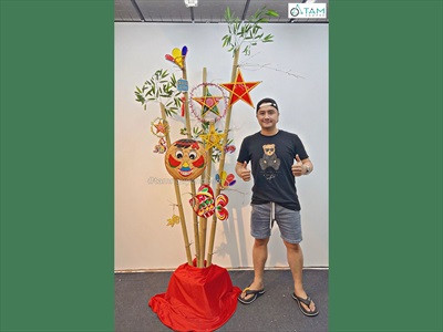 Bụi tre Trung thu với lồng đèn và mẹt vẽ dân gian [2024 - Bởi Tâm Nguyễn Decor] CC-TRUNGTHU-2403