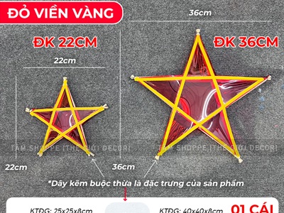 Lồng đèn ngôi sao không viền [Loại 01 - 2 màu 2 size] LDEN-KIENG-08