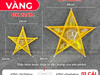 Lồng đèn ngôi sao không viền [Loại 01 - 2 màu 2 size] LDEN-KIENG-08