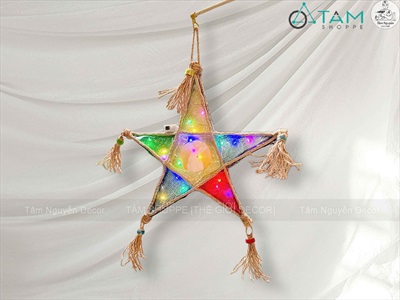 Lồng đèn ông sao vải bố Vintage [Có đèn/ Que cầm] LONGDEN-003