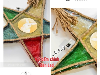 Lồng đèn ông sao vải bố Vintage [Có đèn/ Que cầm] LONGDEN-003