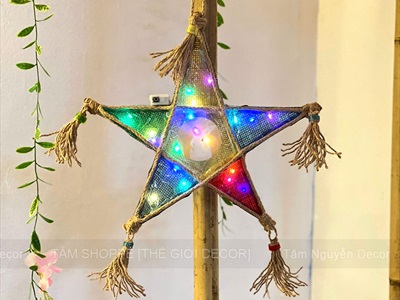 Lồng đèn ông sao vải bố Vintage [Có đèn/ Que cầm] LONGDEN-003