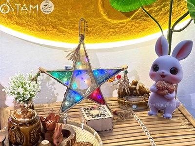 Lồng đèn ông sao vải bố Vintage [Có đèn/ Que cầm] LONGDEN-003