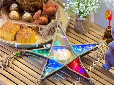 Lồng đèn ông sao vải bố Vintage [Có đèn/ Que cầm] LONGDEN-003
