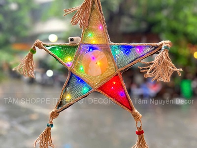 Lồng đèn ông sao vải bố Vintage [Có đèn/ Que cầm] LONGDEN-003
