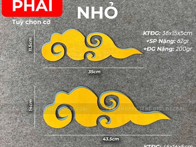 Mô hình đám mây đuôi nhọn bằng gỗ [Gỗ nhẹ - 2 hướng/ 2 cỡ] DAMMAY-01