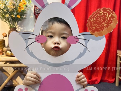[ORDER 3-5 ngày] Mô hình thỏ ngọc khoét mặt chụp hình dễ thương [Tự đứng - vừa khuôn mặt] FORM-TRTHU-03