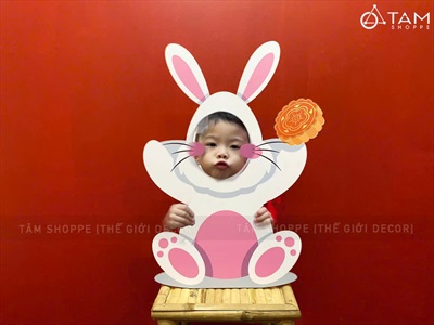 [ORDER 3-5 ngày] Mô hình thỏ ngọc khoét mặt chụp hình dễ thương [Tự đứng - vừa khuôn mặt] FORM-TRTHU-03