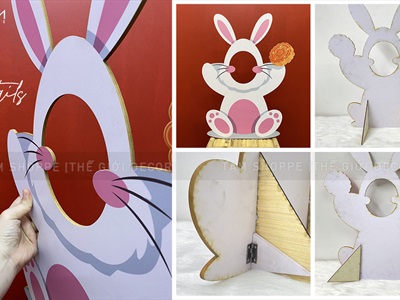 [ORDER 3-5 ngày] Mô hình thỏ ngọc khoét mặt chụp hình dễ thương [Tự đứng - vừa khuôn mặt] FORM-TRTHU-03