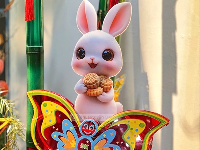Mô hình thỏ ngọc trang trí Trung thu [Dưới 30cm - Nhiều kiểu] TCV-THO-03