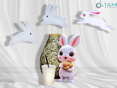Mô hình thỏ ngọc trang trí Trung thu [Dưới 30cm - Nhiều kiểu] TCV-THO-03