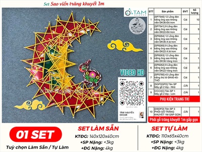 Set lồng đèn ông sao viền trăng khuyết 1m [2025 - Tâm Nguyễn Decor] CC-TRUNGTHU-2507