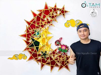 Set lồng đèn ông sao viền trăng khuyết 1m [2025 - Tâm Nguyễn Decor] CC-TRUNGTHU-2507