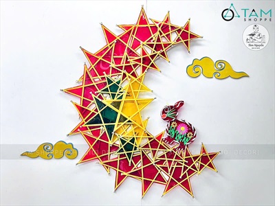 Set lồng đèn ông sao viền trăng khuyết 1m [2025 - Tâm Nguyễn Decor] CC-TRUNGTHU-2507