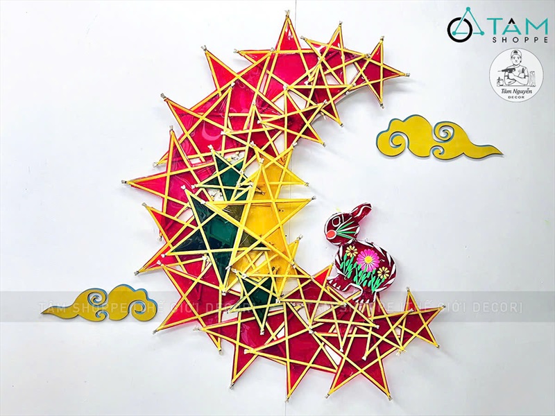 Set lồng đèn ông sao viền trăng khuyết 1m [2025 - Tâm Nguyễn Decor] CC-TRUNGTHU-2507