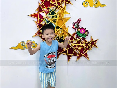 Set lồng đèn ông sao viền trăng khuyết 1m [2025 - Tâm Nguyễn Decor] CC-TRUNGTHU-2507