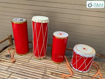 Trống cơm màu đỏ nhiều cỡ [Nhạc cụ -Decor] TRONG-03