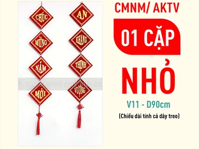 Bộ 02 câu đối Tết khánh vuông nhung đỏ [2 cỡ - Nhung đẹp] CAUDOI-02