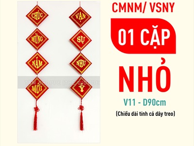 Bộ 02 câu đối Tết khánh vuông nhung đỏ [2 cỡ - Nhung đẹp] CAUDOI-02