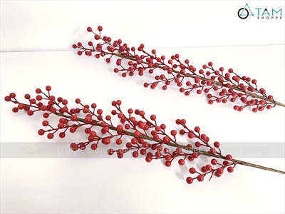 Cành đào đông đỏ 12 nhánh hàng xịn [Trái to - căng đẹp] CANHTRAI-04