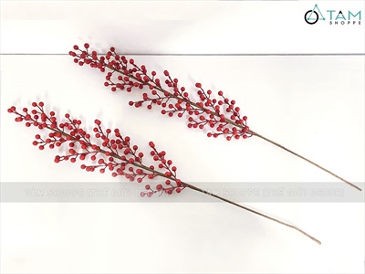 Cành đào đông đỏ 12 nhánh hàng xịn [Trái to - căng đẹp] CANHTRAI-04
