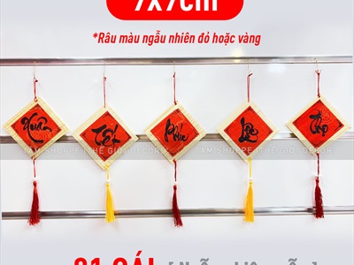 Dây treo Tết liễn thư pháp mành tre nhỏ [Đủ cỡ - Nhiều nội dung] DTR-TET-07