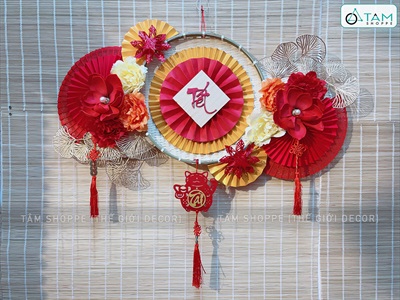 [ORDER] Set khánh Tết Xuân quạt vàng Phúc Lộc Tài [Có lẻ - Handmade kĩ đẹp] KHANHTET-02