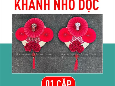 [ORDER] Set khánh Tết thư pháp 3 bông đại treo ngang [Khổ 2m - Handmade kĩ đẹp] KHANHTET-01