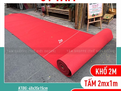 Thảm nỉ đỏ trải sàn sân khấu sự kiện khổ 2m [Dày đẹp - Bán theo 1m tới] THAMSAN-01